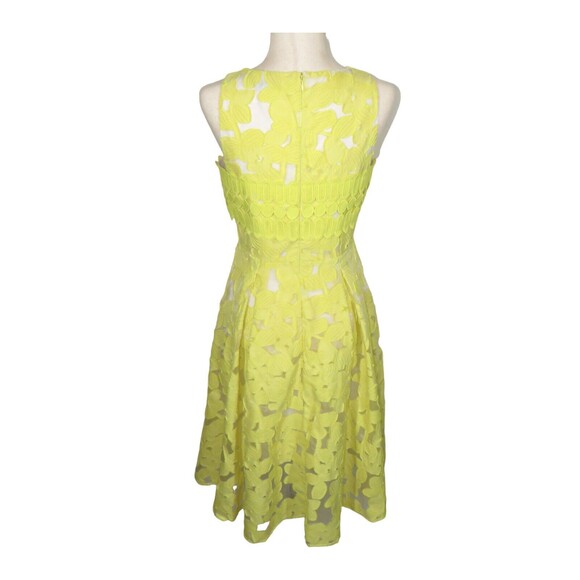Antonio Melani Retro Yellow Clip Floral Fit And Flare Sleeveless Midi Dress Sz 4 - Picture 2 of 10